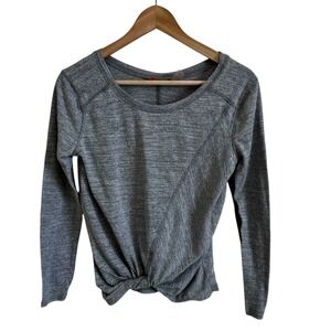 Zella Gray Twist Front Long‎ Sleeve Top Athleisure Casual XXS